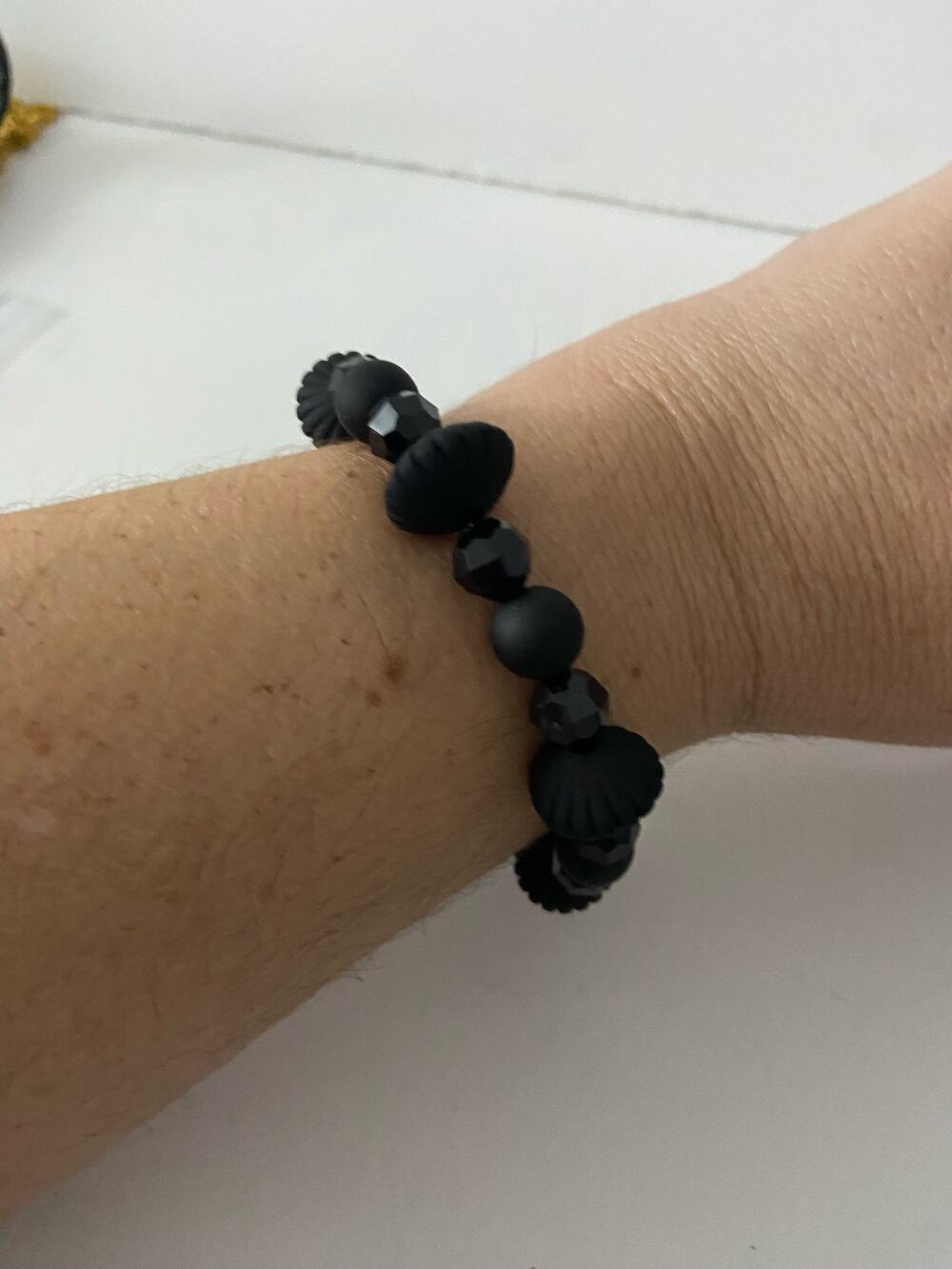 Handmade black bead bracelet
